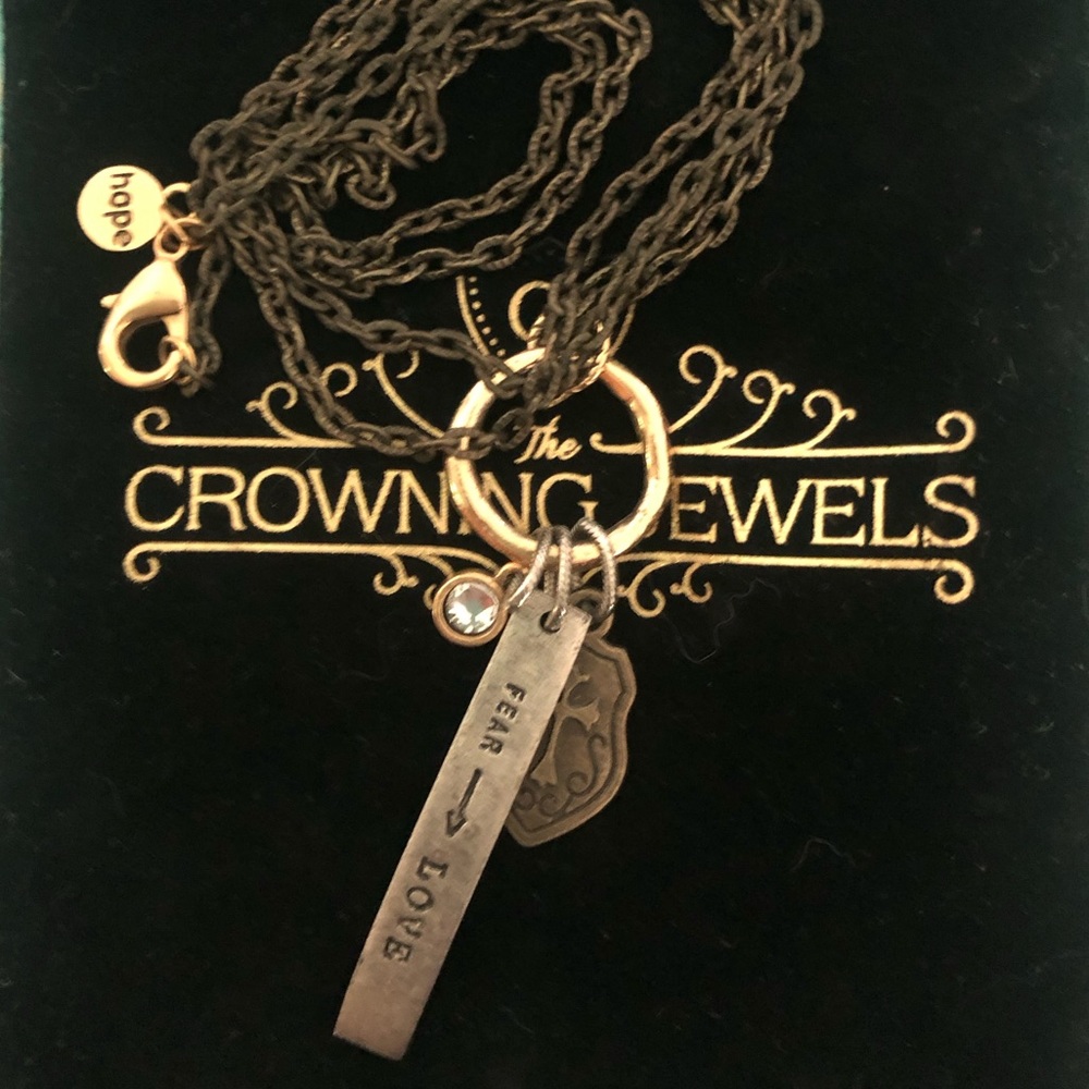 Crowning Jewels long necklace - 3 charms, mixed metals.